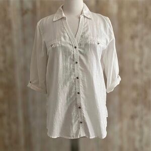 Chico's Clean Weave Utility Top 3/4 Sleeve